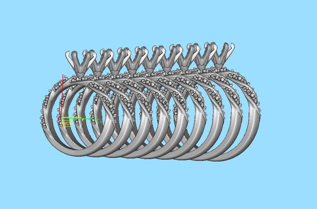 Olivia Twisted Diamond Engagement Ring Crown Head 3dprint model 3D print model_43