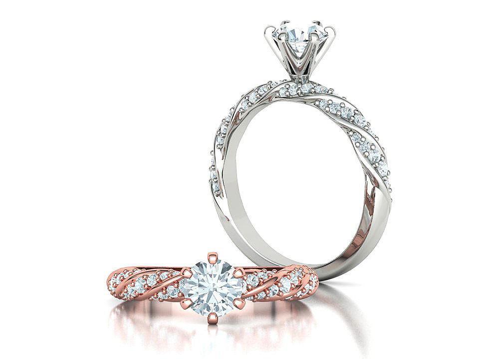 Olivia Twisted Diamond Engagement Ring Crown Head 3dprint model 3D print model_1