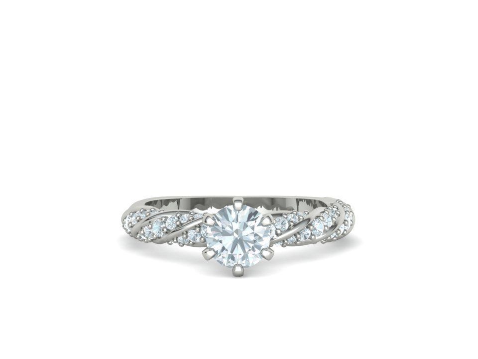 Olivia Twisted Diamond Engagement Ring Crown Head 3dprint model 3D print model_21