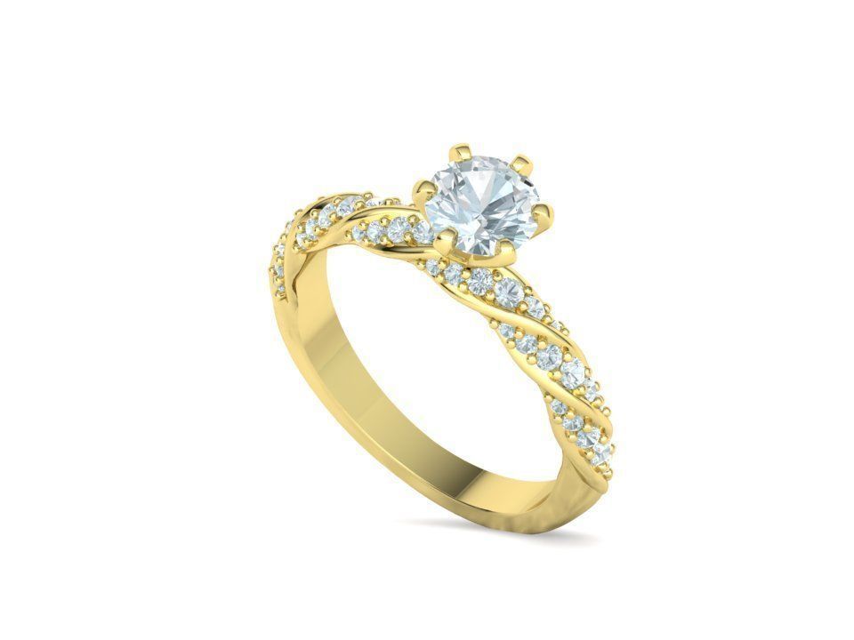 Olivia Twisted Diamond Engagement Ring Crown Head 3dprint model 3D print model_32