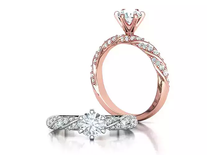 Olivia Twisted Diamond Engagement Ring Crown Head 3dprint model 3D print model