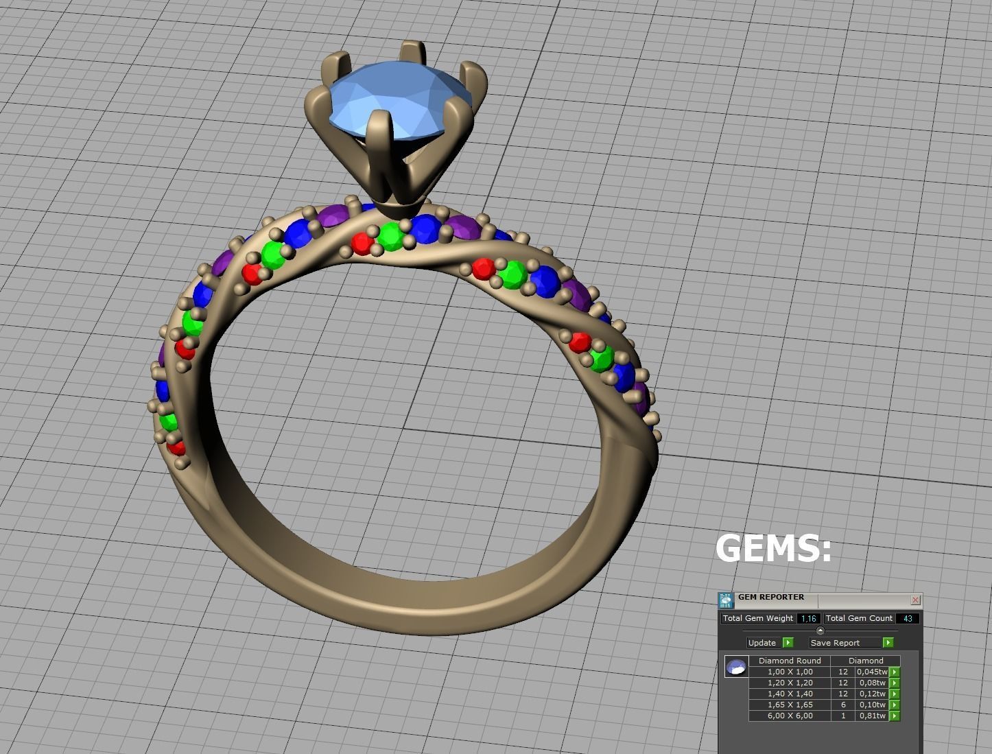 Olivia Twisted Diamond Engagement Ring Crown Head 3dprint model 3D print model_11