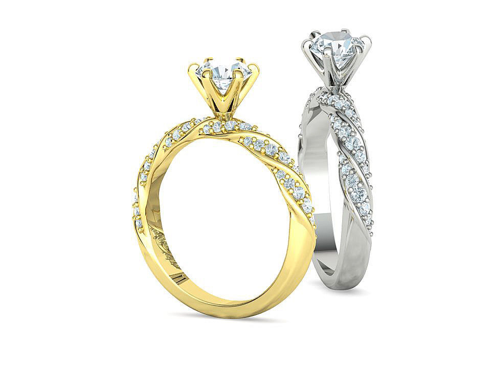 Olivia Twisted Diamond Engagement Ring Crown Head 3dprint model 3D print model_3
