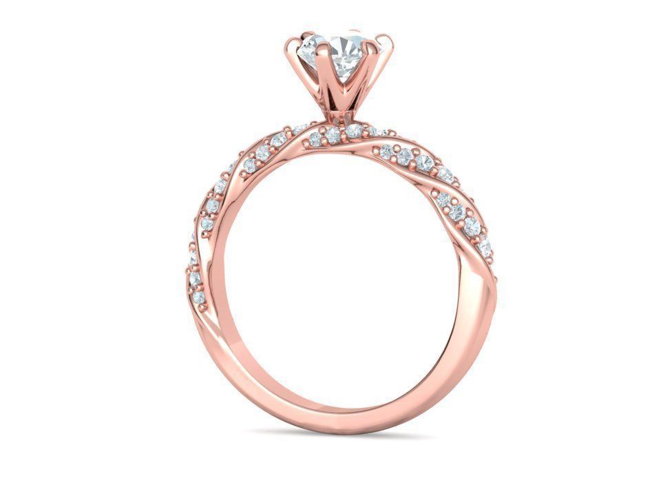 Olivia Twisted Diamond Engagement Ring Crown Head 3dprint model 3D print model_28