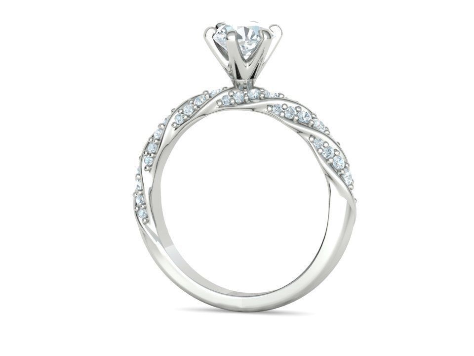 Olivia Twisted Diamond Engagement Ring Crown Head 3dprint model 3D print model_30