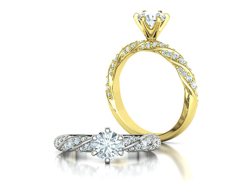 Olivia Twisted Diamond Engagement Ring Crown Head 3dprint model 3D print model_2