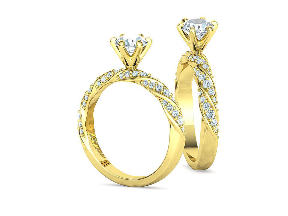 Olivia Twisted Diamond Engagement Ring Crown Head 3dprint model 3D print model_6