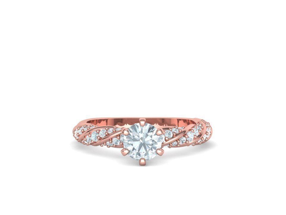 Olivia Twisted Diamond Engagement Ring Crown Head 3dprint model 3D print model_19