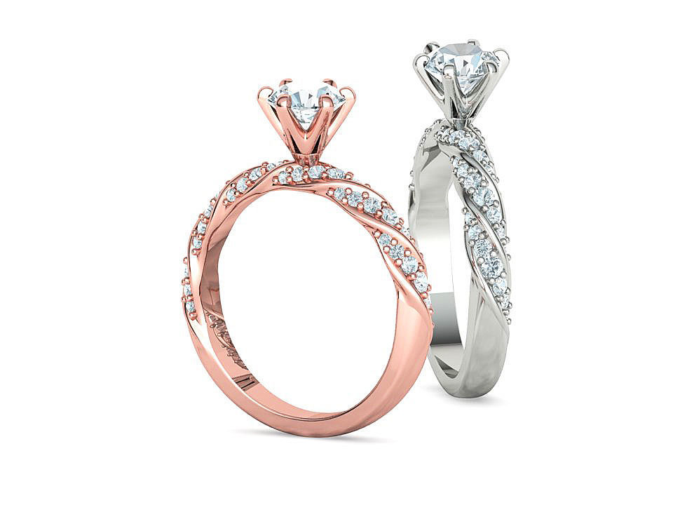 Olivia Twisted Diamond Engagement Ring Crown Head 3dprint model 3D print model_4