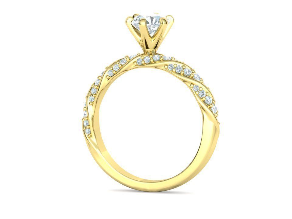 Olivia Twisted Diamond Engagement Ring Crown Head 3dprint model 3D print model_29