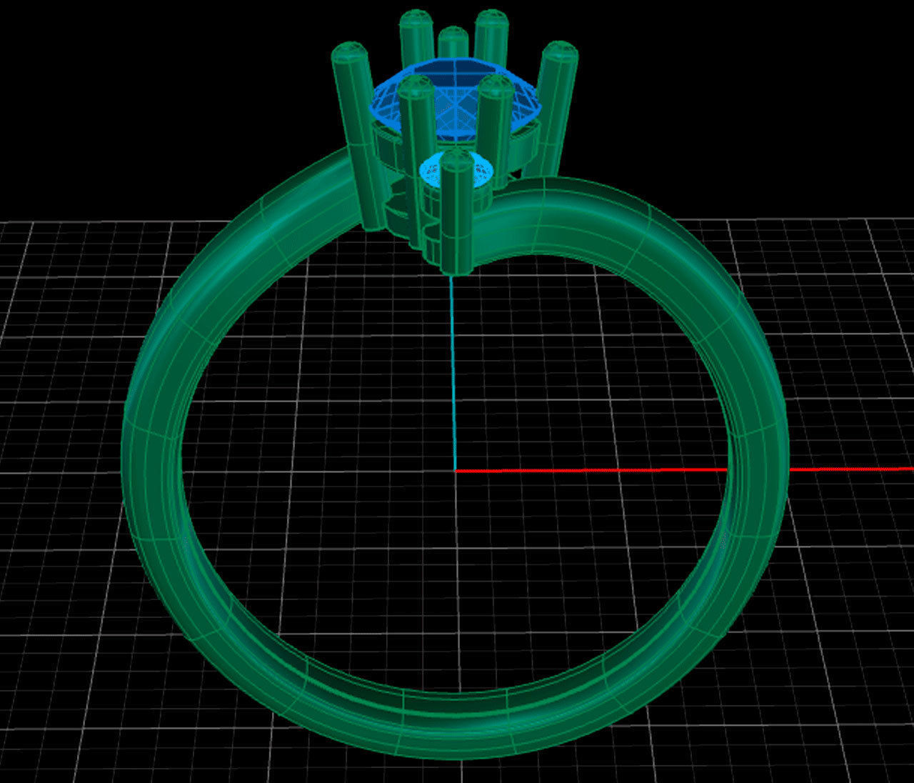 trinity gold engagement ring with emerald stone 3D print model_4