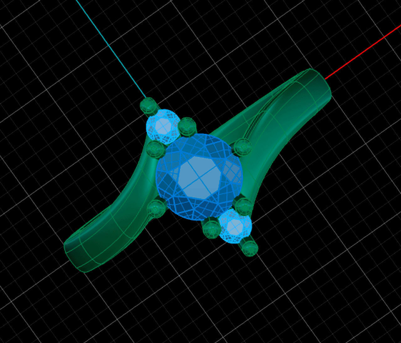 trinity gold engagement ring with emerald stone 3D print model_5