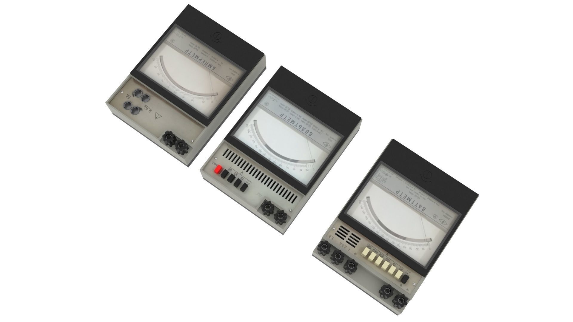 Analog Meters Set 3D model_3