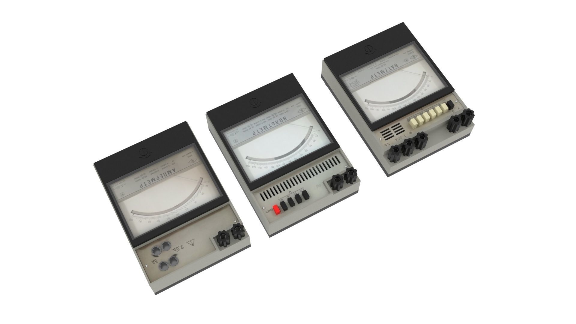 Analog Meters Set 3D model_2