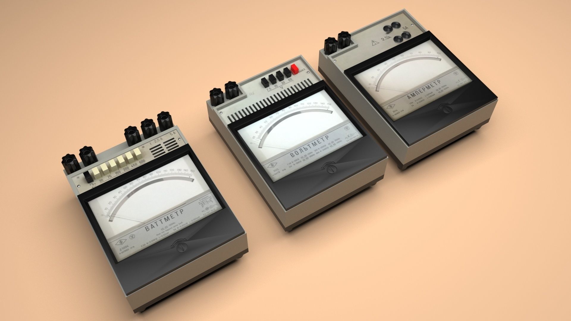 Analog Meters Set 3D model_29