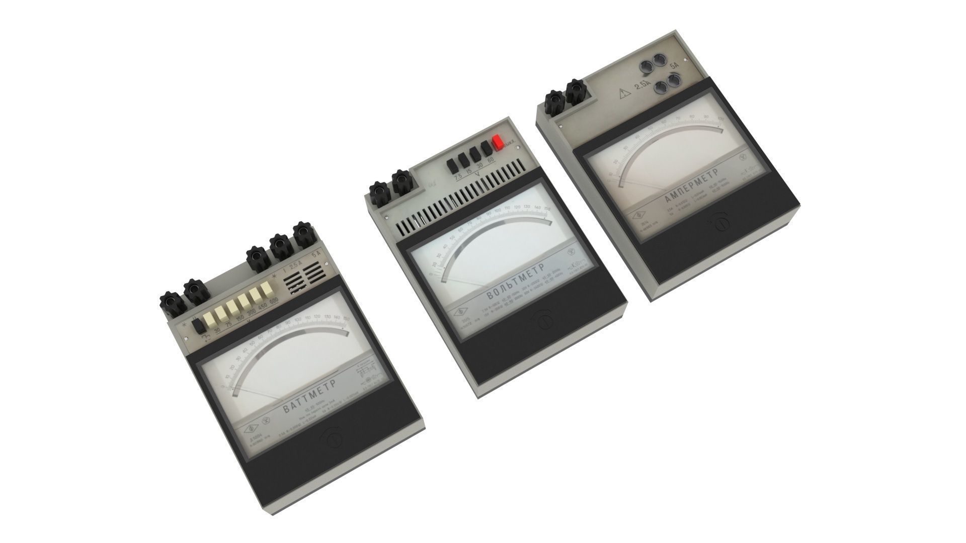 Analog Meters Set 3D model_4