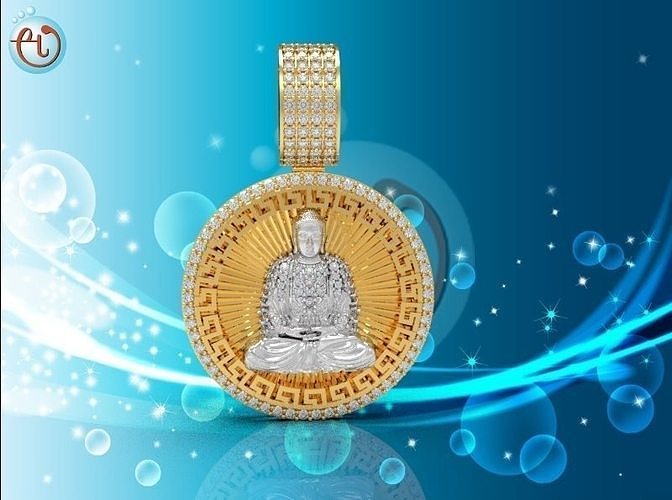 PENDANT408 buddha pendant with diamonds 3D print model