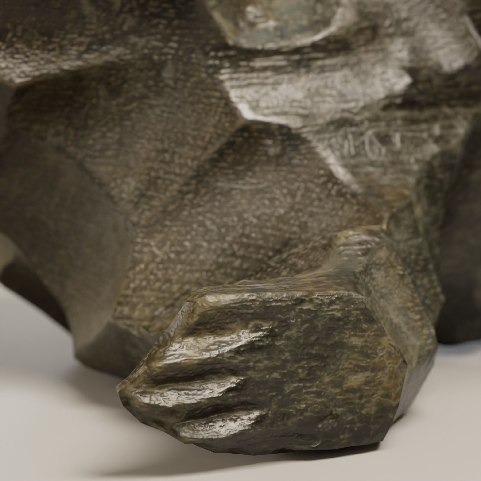 Small Woonden Bear Sculpture - 3D Scan Low-poly 3D model_7