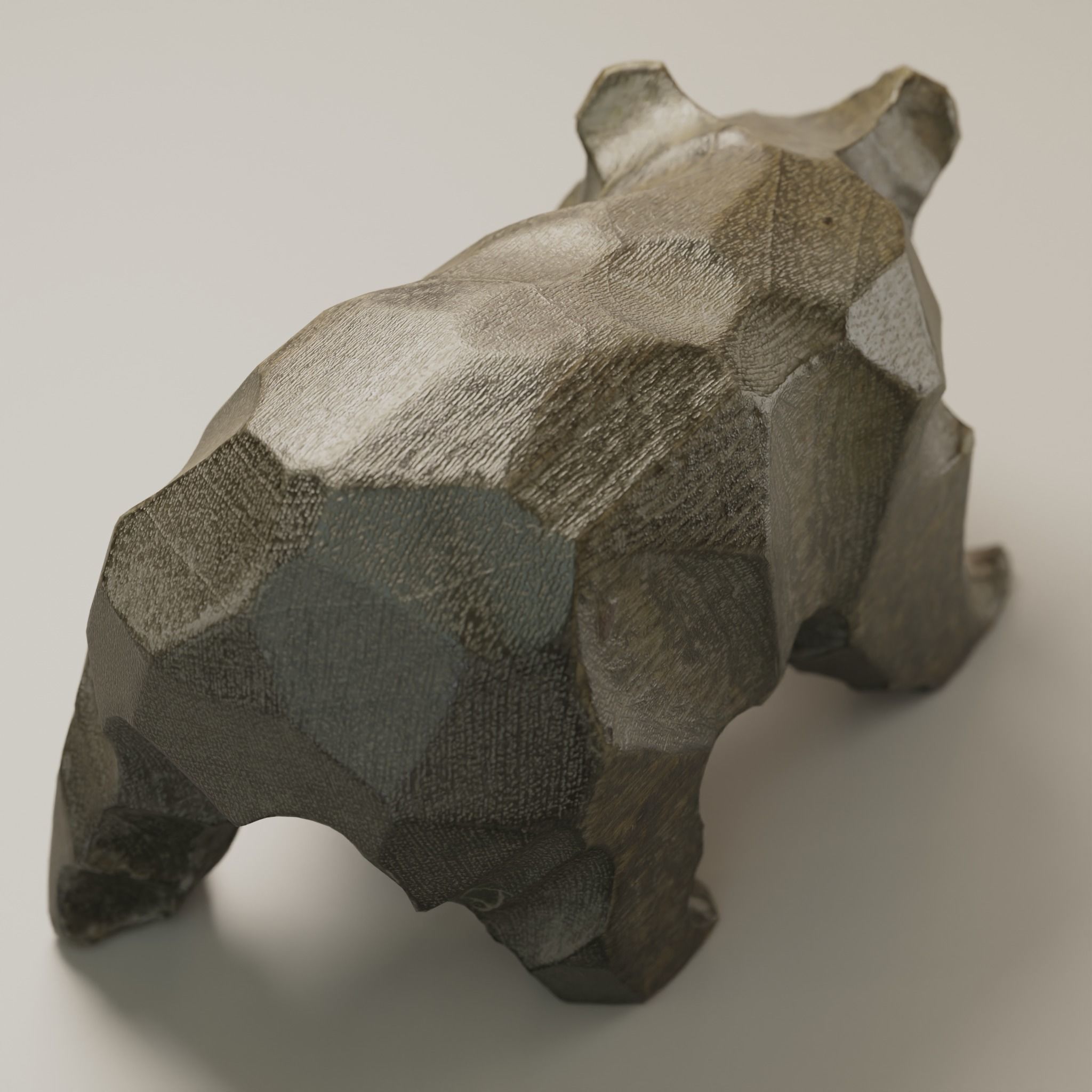 Small Woonden Bear Sculpture - 3D Scan Low-poly 3D model_4