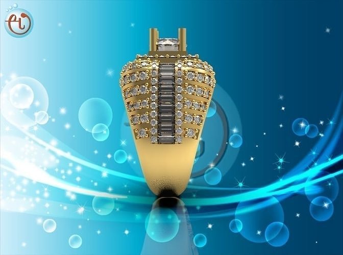RINGMEN446 elegant gold ring with diamonds 3D print model