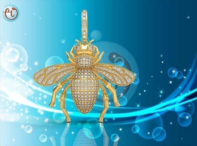 PENDANT gold bee with diamonds 3D print model