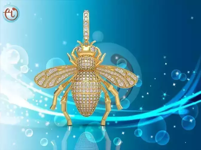 PENDANT gold bee with diamonds