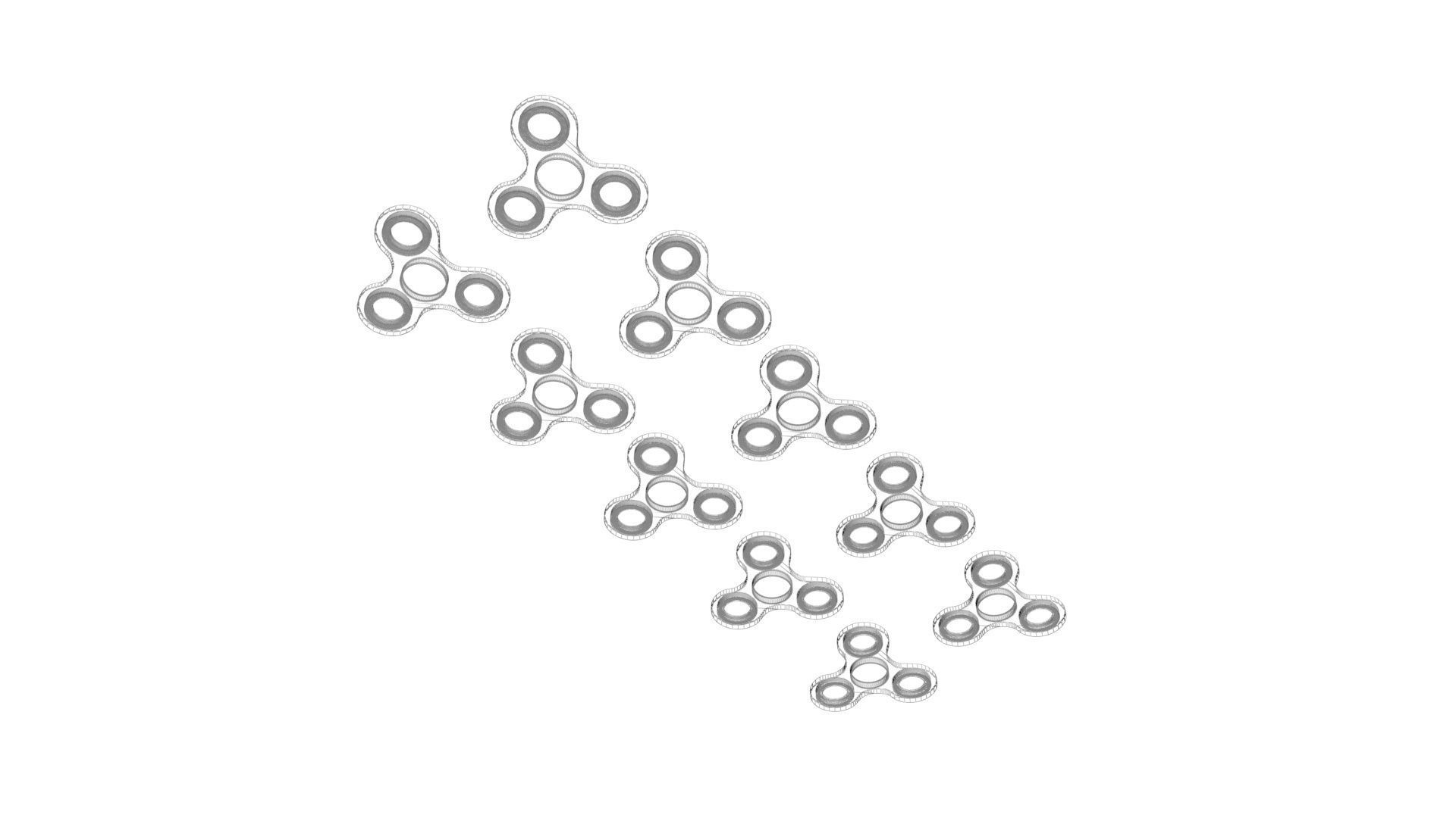 Metallic Fidget Spinners Set 3D model_23