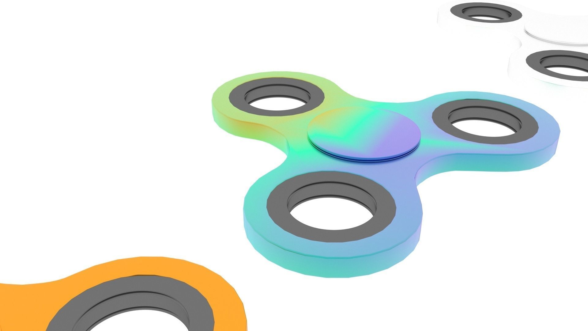 Metallic Fidget Spinners Set 3D model_17