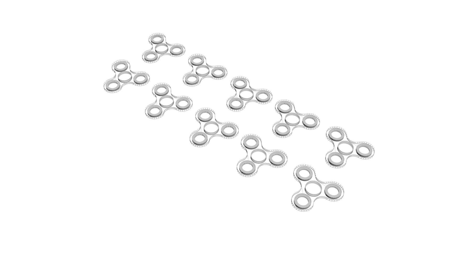 Metallic Fidget Spinners Set 3D model_22