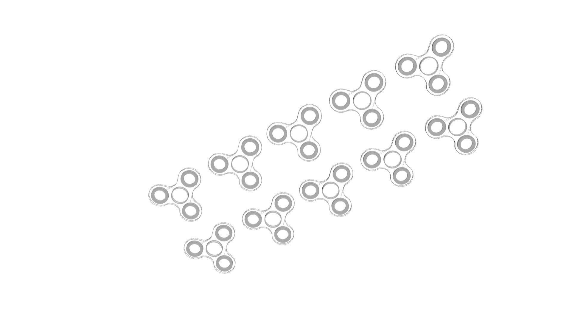 Metallic Fidget Spinners Set 3D model_24