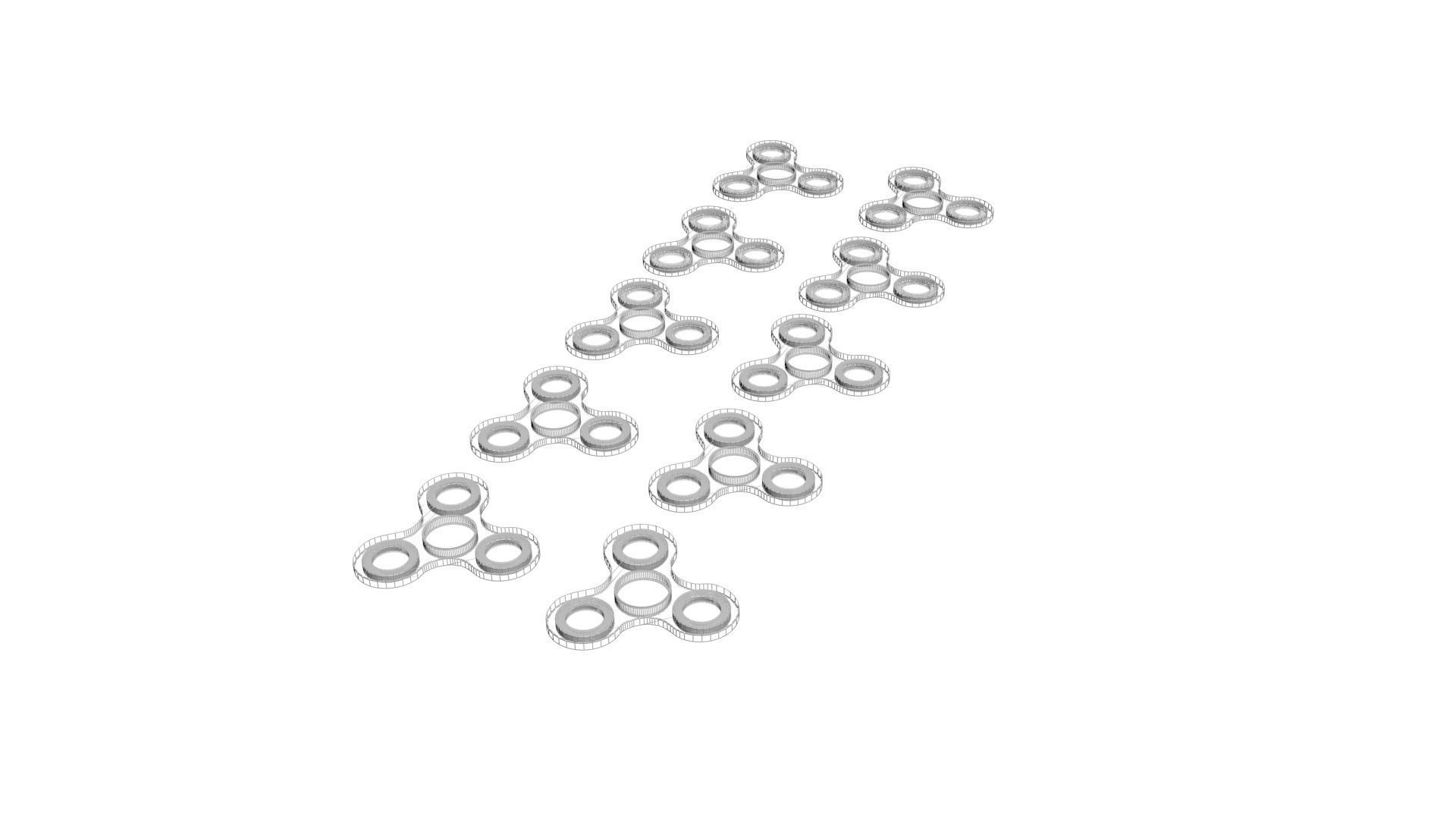 Metallic Fidget Spinners Set 3D model_21