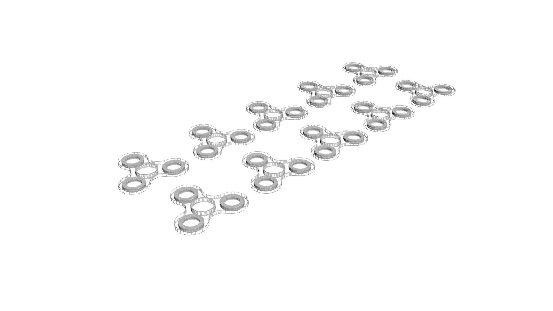 Metallic Fidget Spinners Set 3D model_19