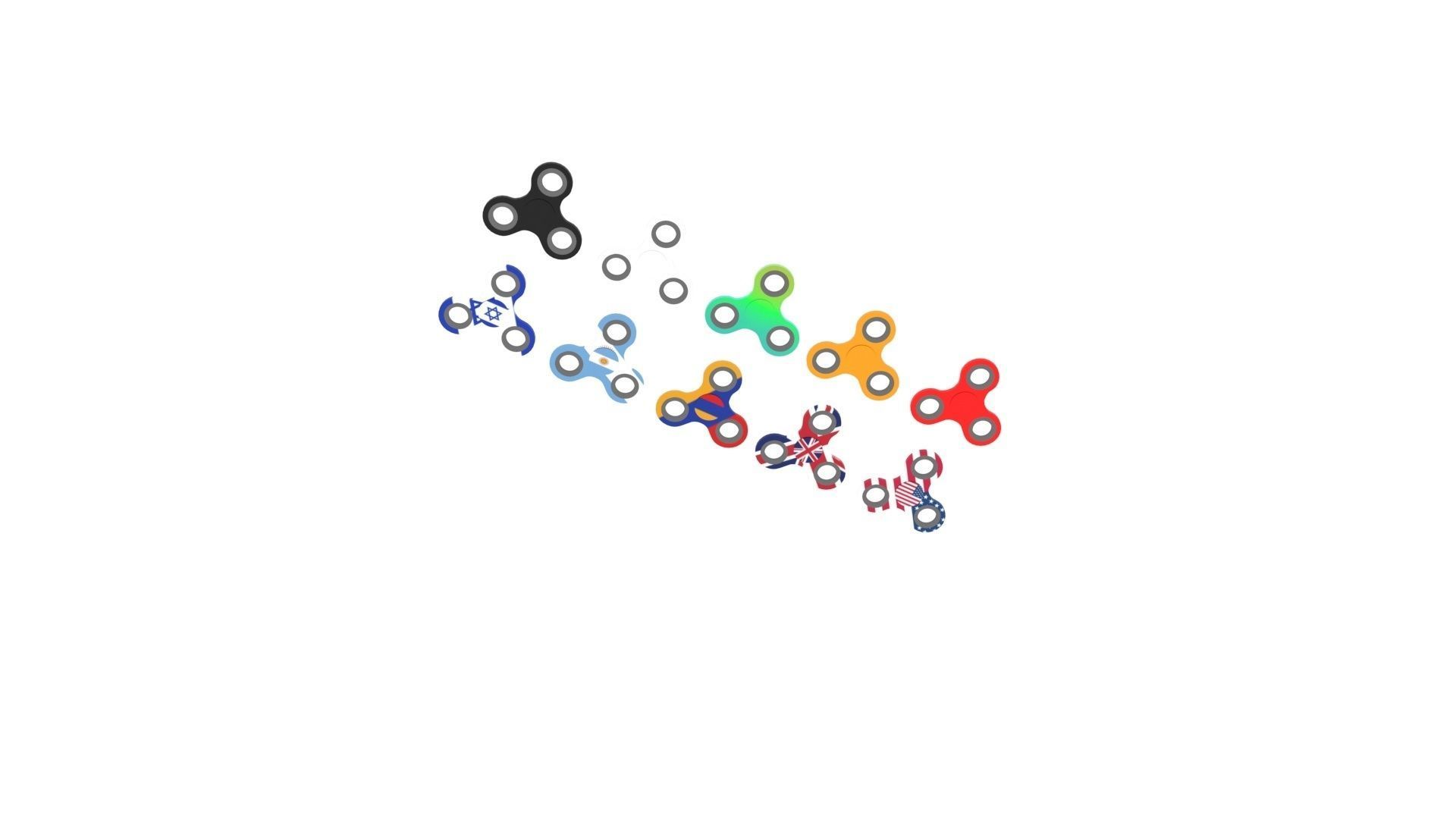 Metallic Fidget Spinners Set 3D model_15