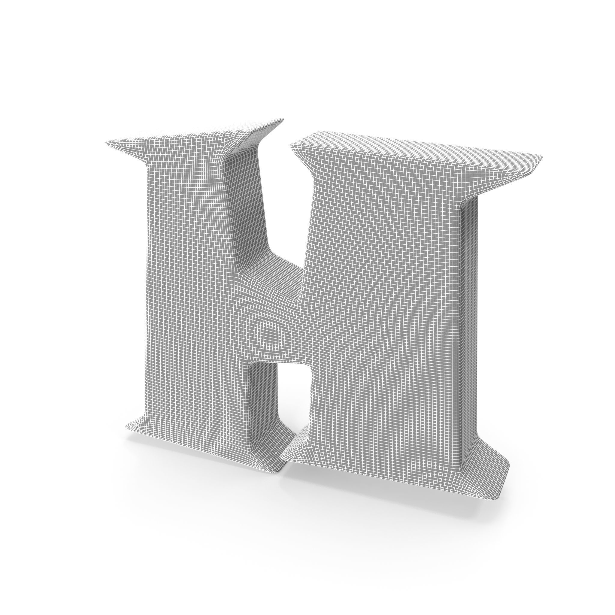 H Alphabet letter 3D model_9