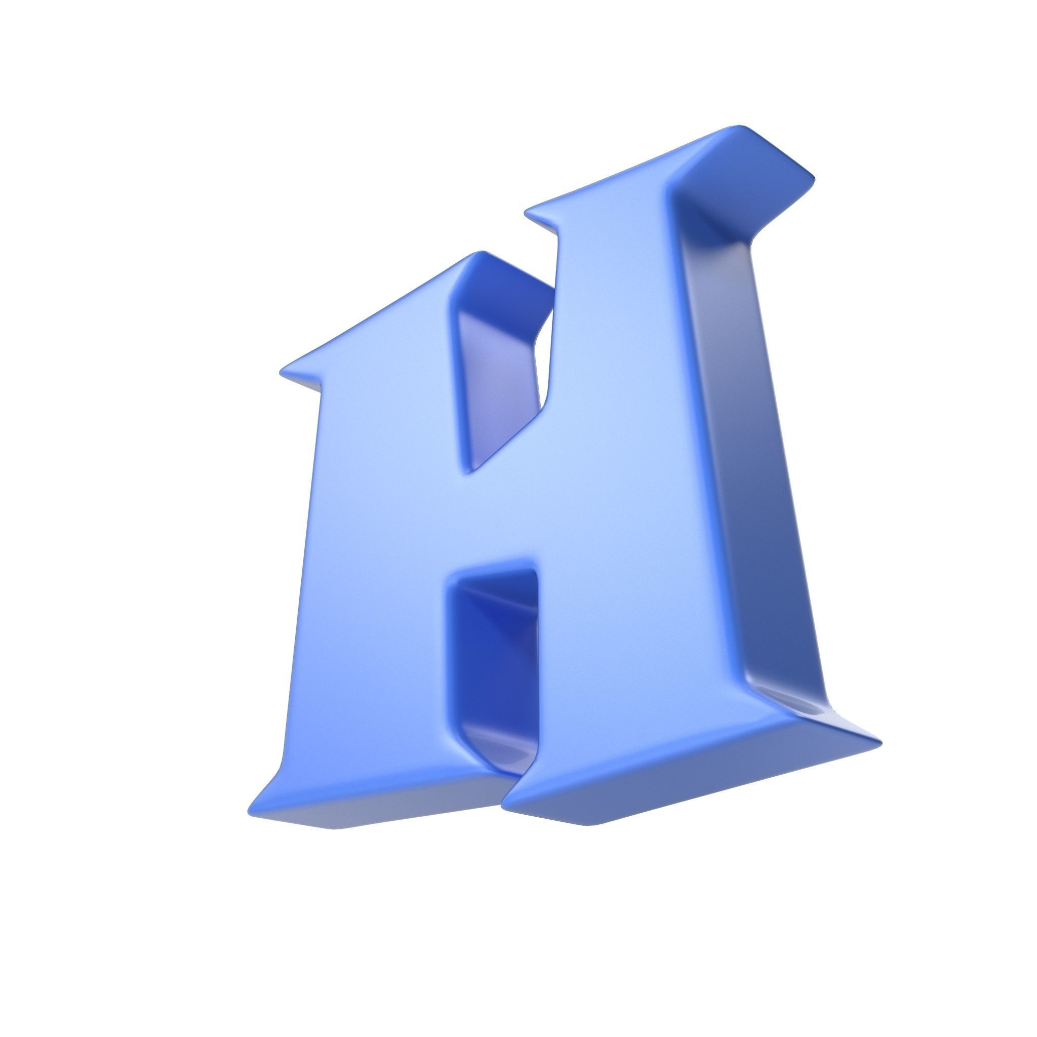 H Alphabet letter 3D model_7