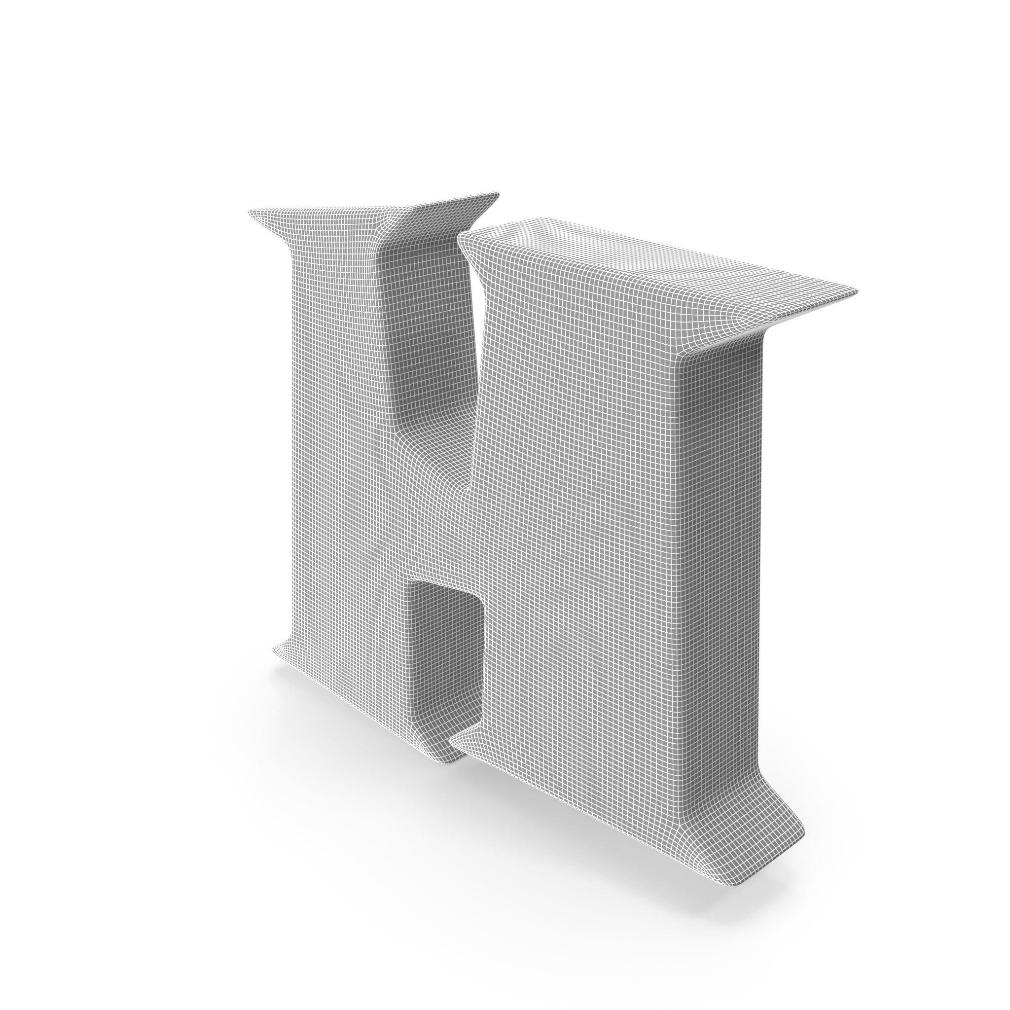 H Alphabet letter 3D model_10