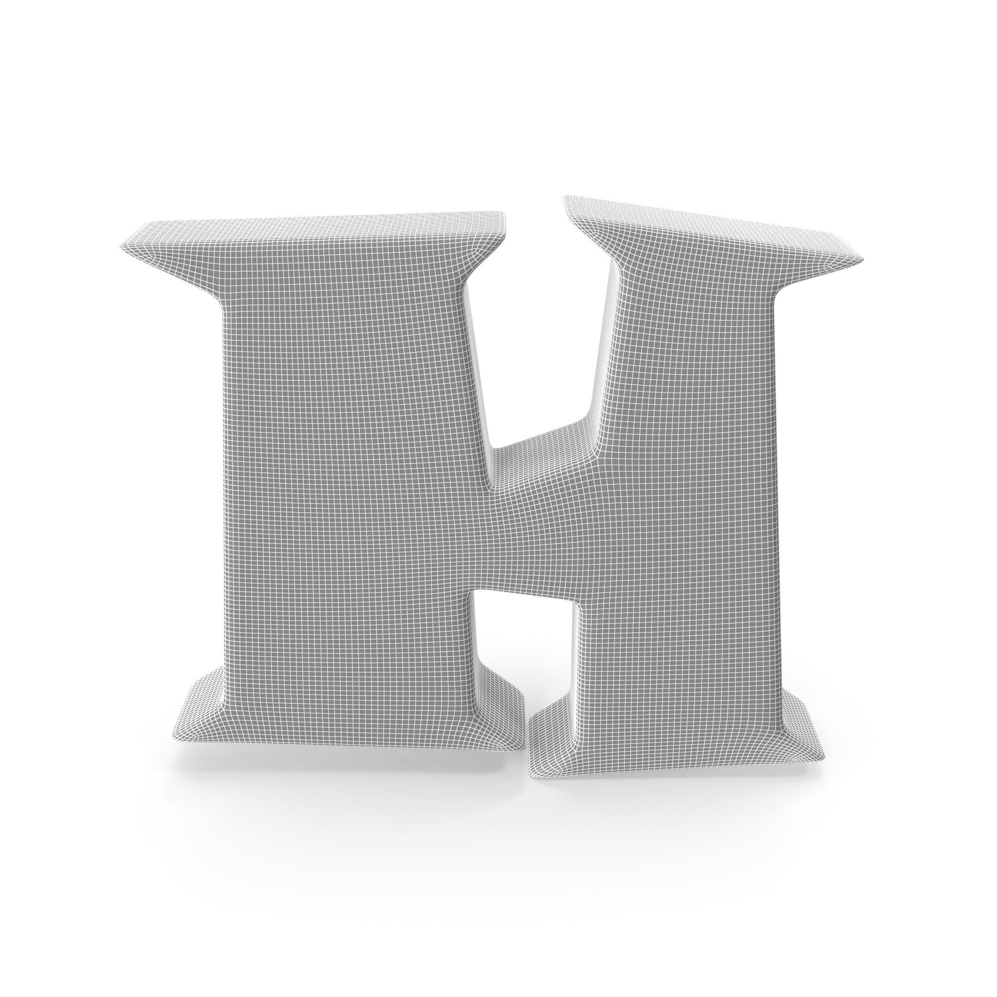 H Alphabet letter 3D model_14