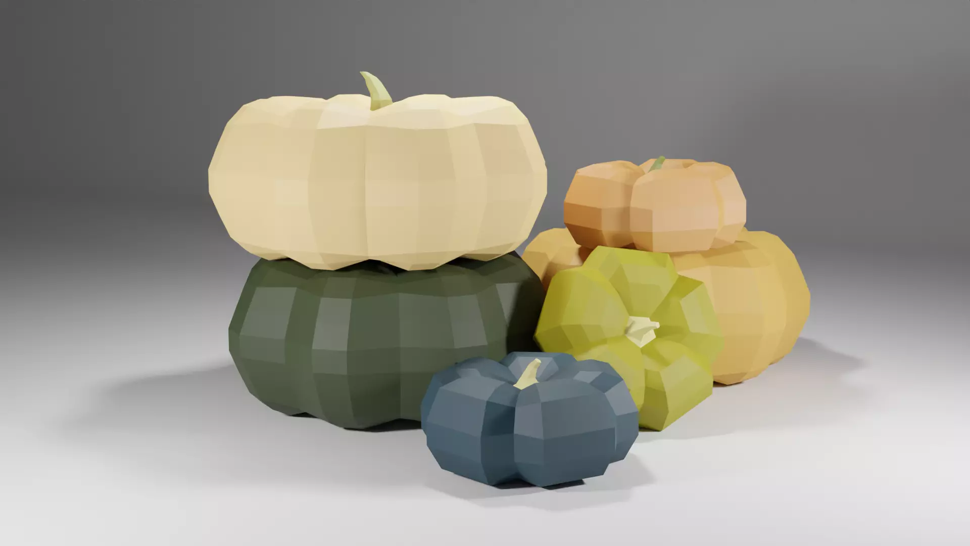 Cartoon Pumpkins low poly pack Low-poly 3D model_0