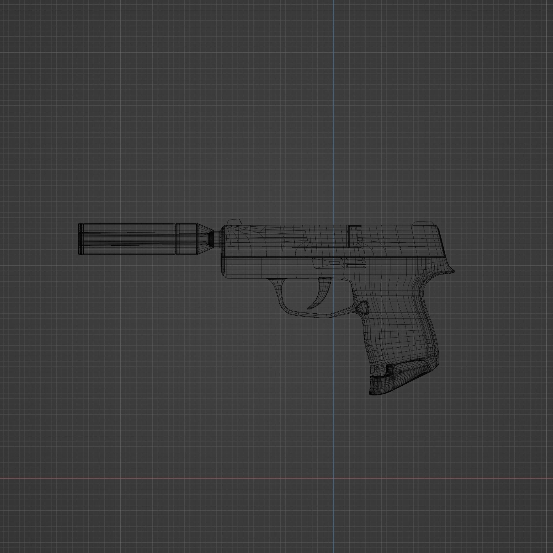 Silenced Pistol P365 Low-poly 3D model_4