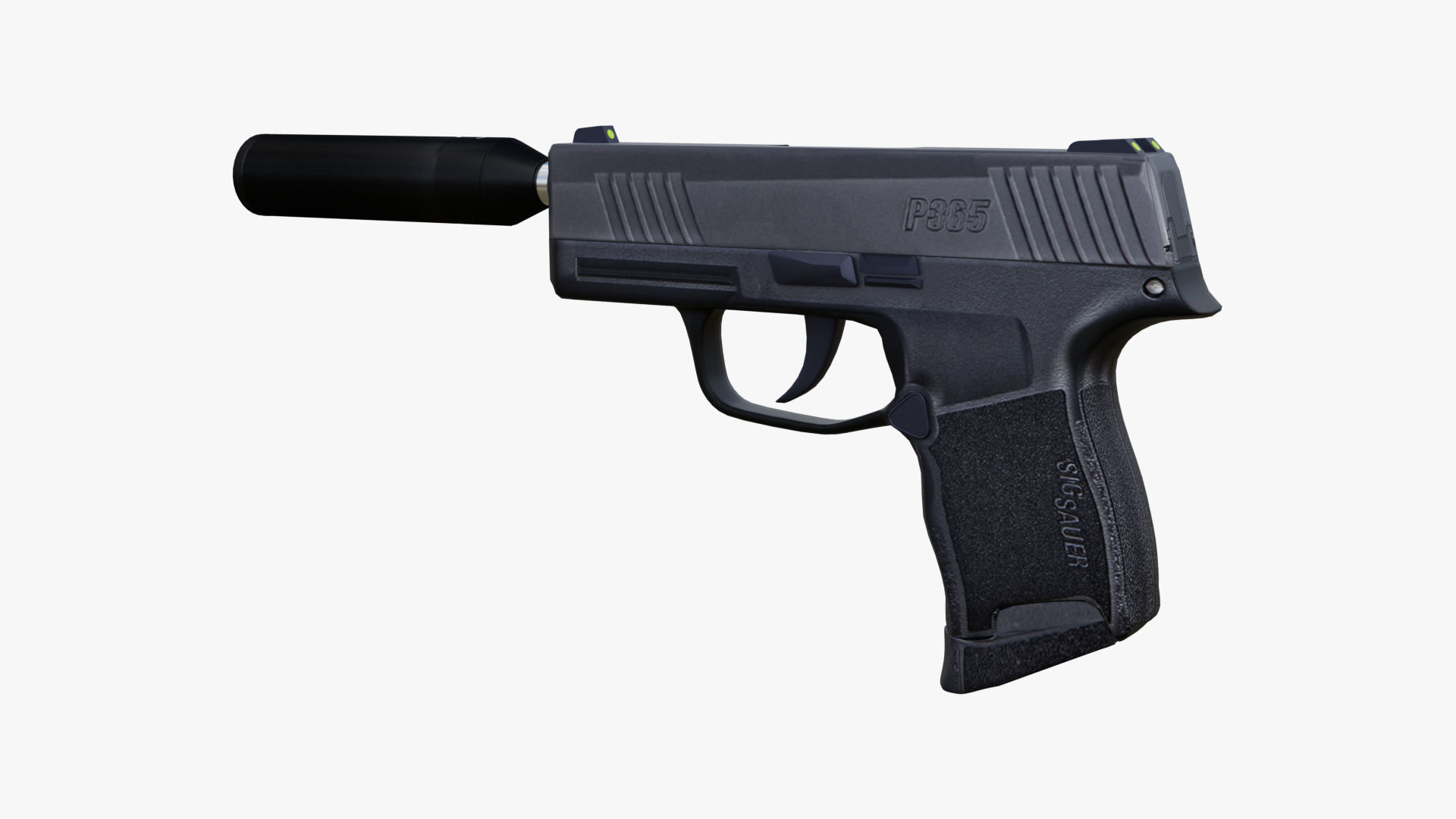 Silenced Pistol P365 Low-poly 3D model_1