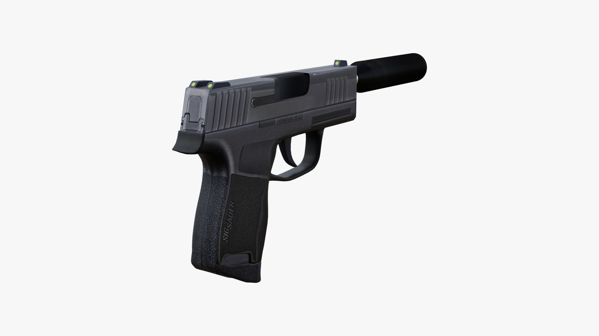 Silenced Pistol P365 Low-poly 3D model_2