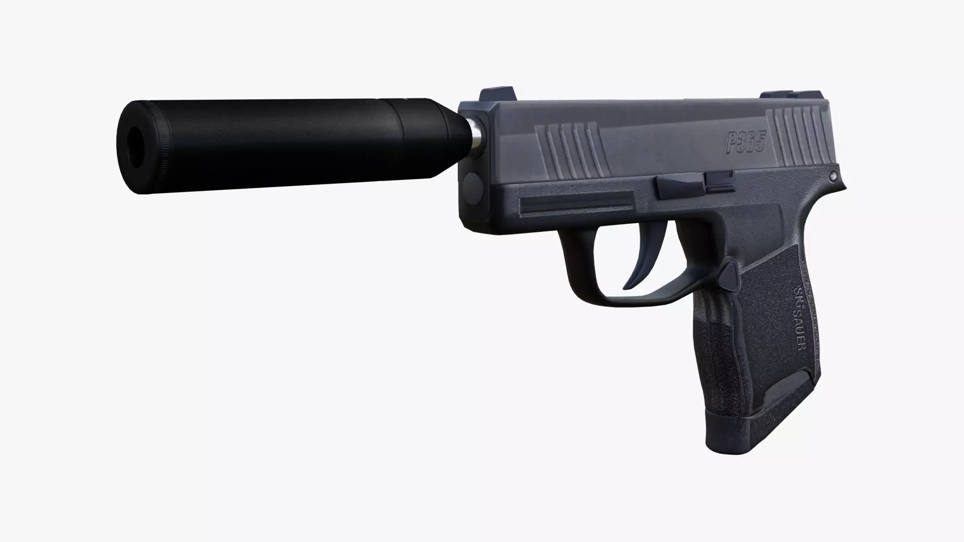 Silenced Pistol P365 Low-poly 3D model_0