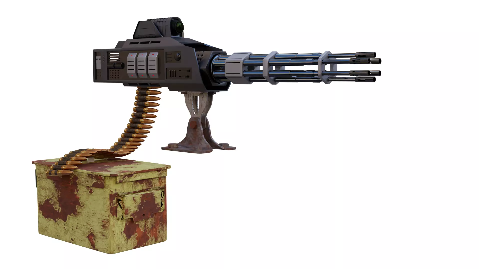 Sci-fi Gatling gun 3D model_0
