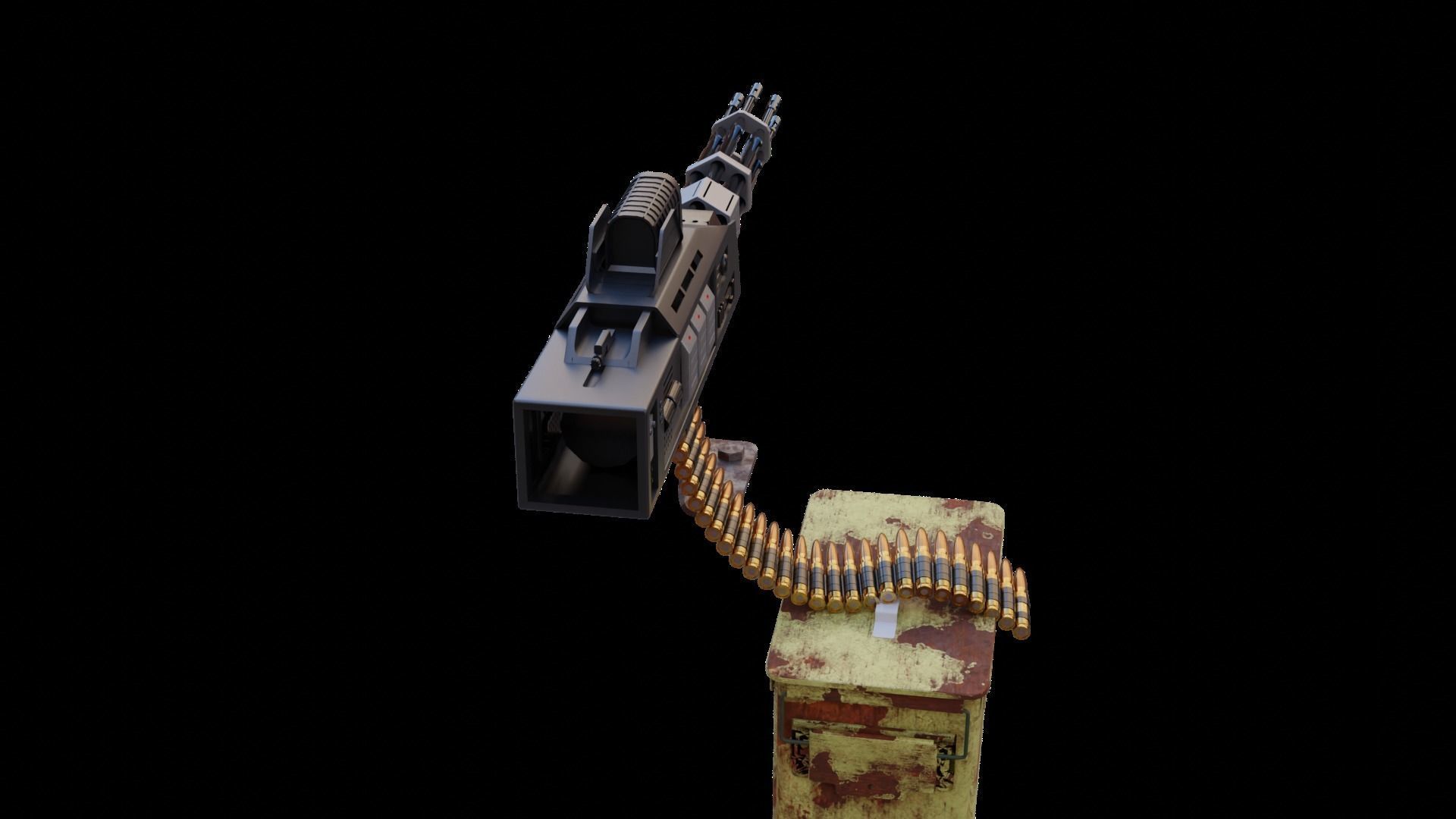 Sci-fi Gatling gun 3D model_5