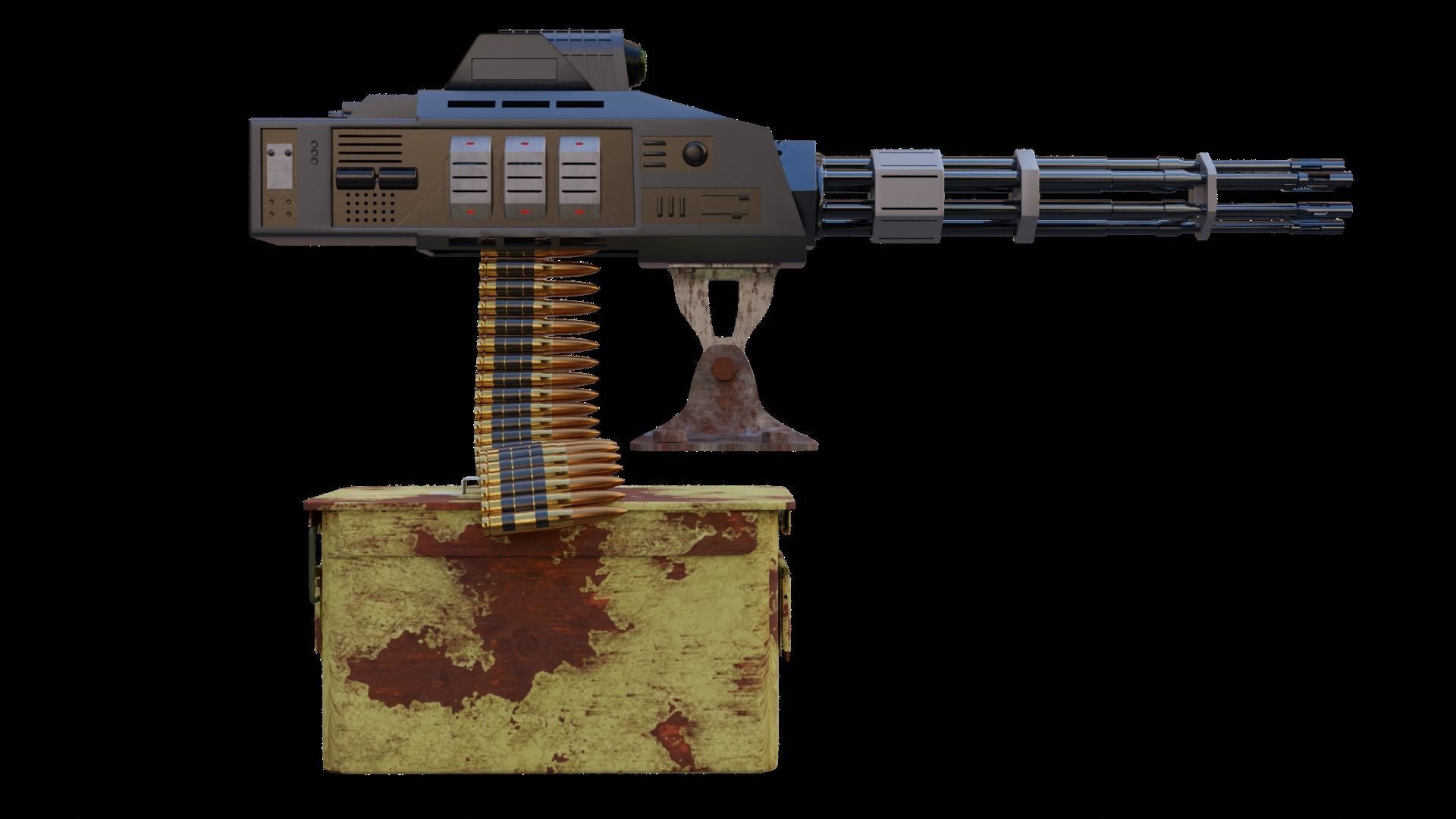 Sci-fi Gatling gun 3D model_1