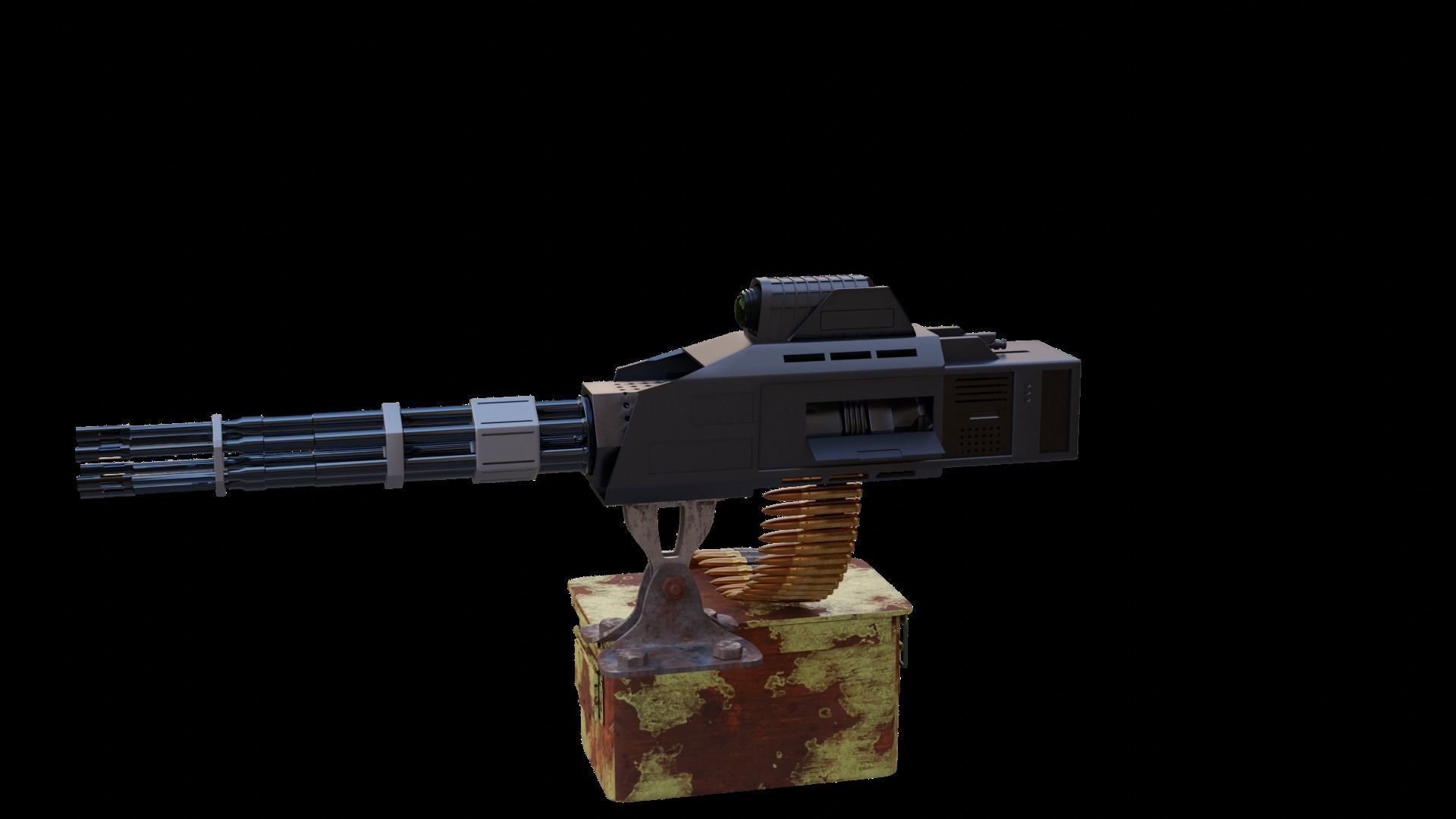 Sci-fi Gatling gun 3D model_4