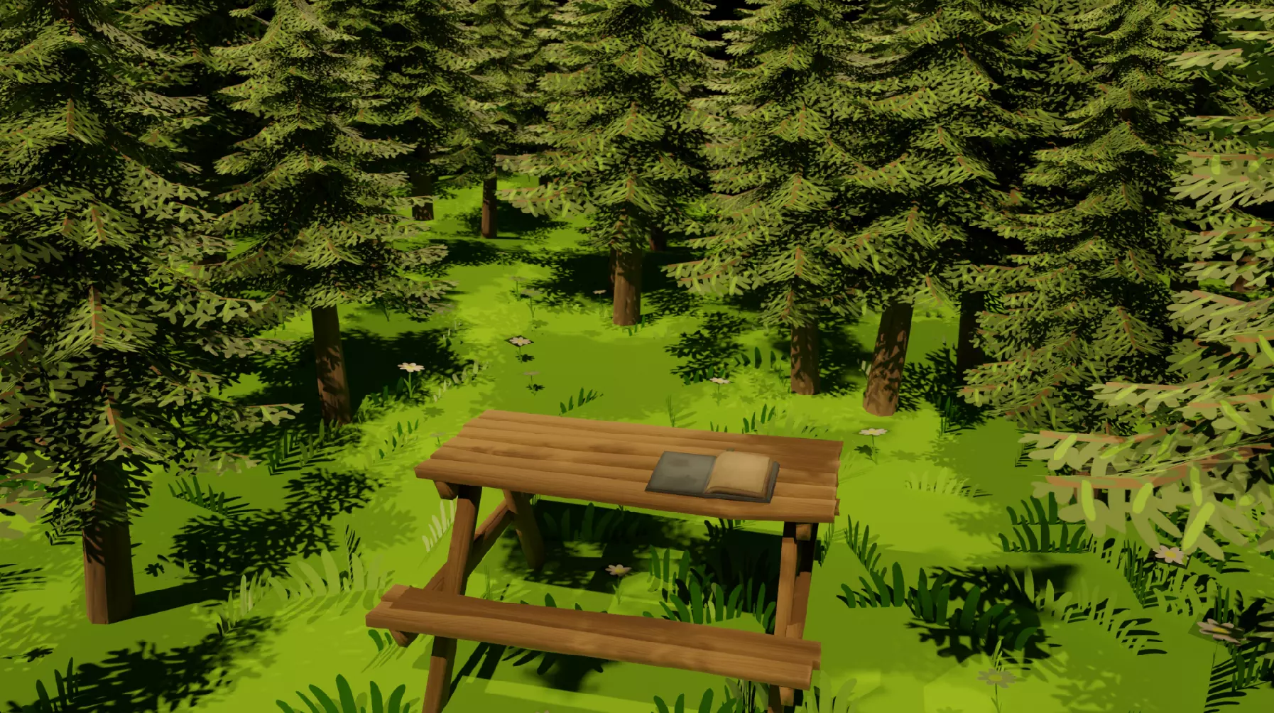 Stylized Low-Poly Picnic Table Game Ready Low-poly 3D model