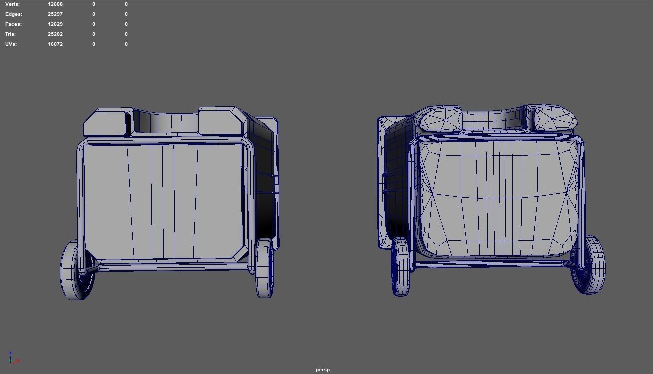 Trash Can Low-poly 3D model_12