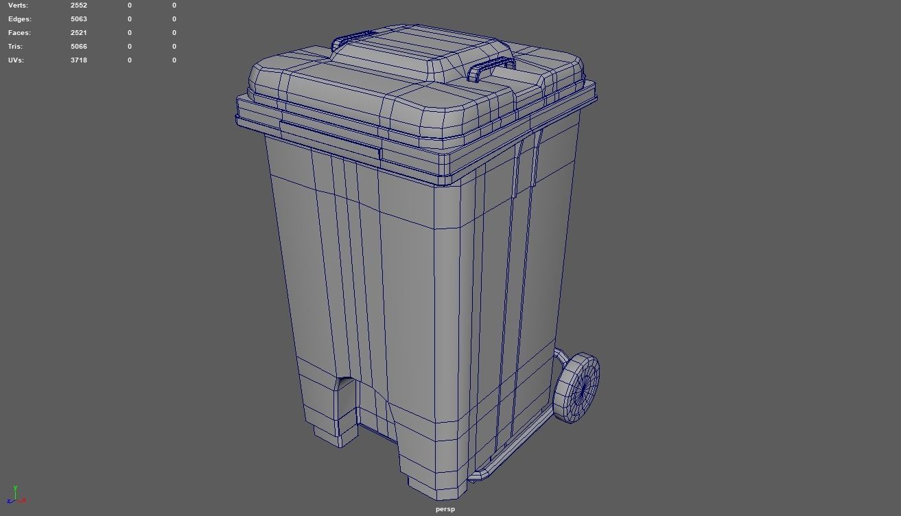 Trash Can Low-poly 3D model_14