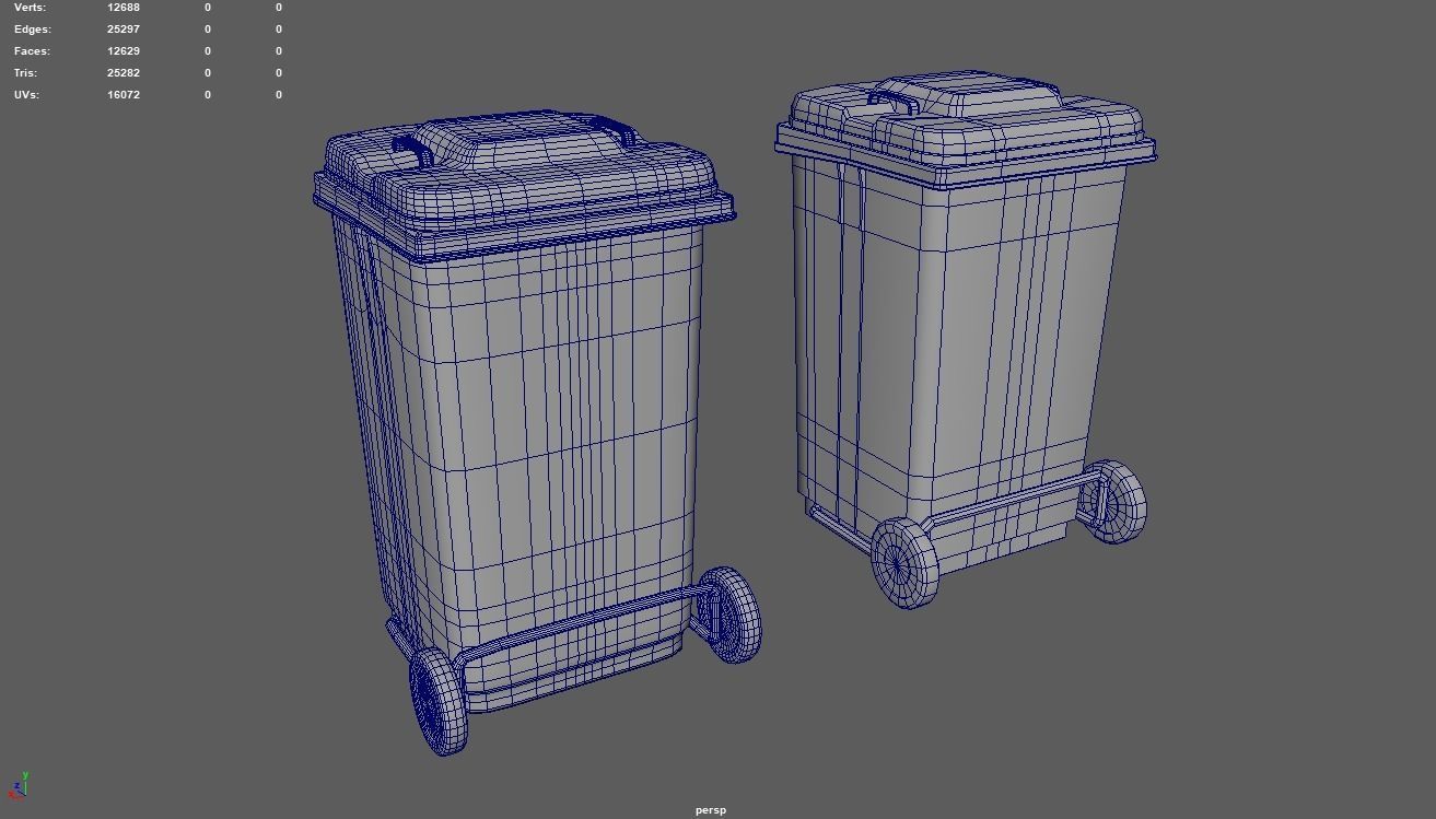 Trash Can Low-poly 3D model_10